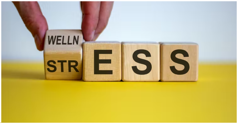 If we remove the first three letters from the word STRESS, and replace them with the letters W E L L N, we get wellness 